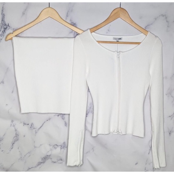 Fashion Nova White Ribbed Set - Picture 3 of 7